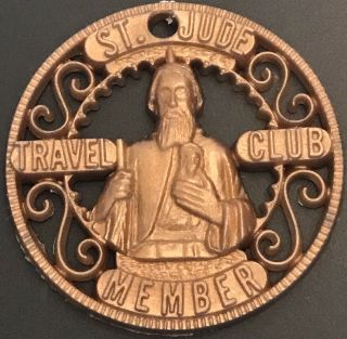 Vintage Catholic St Jude Travel Club Member Key Chain Fob