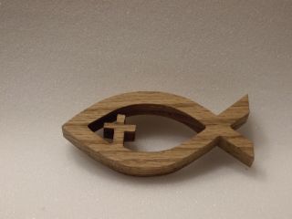 Sign Of The Fish Christian Fish Emblem Real Oak Wood Hand Crafted In The Usa