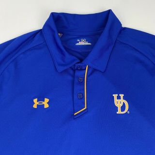 Under Armour University Of Delaware Polo Shirt Men Xl Blue Heatgear Short Sleeve