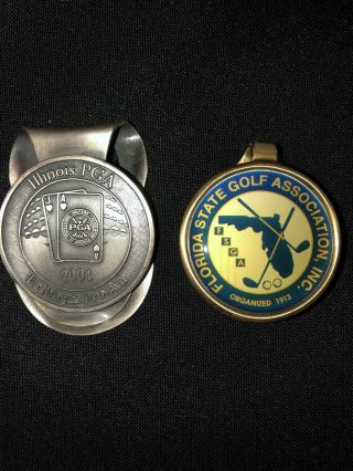 Golf Pga Section Money Clips Vintage Illinois Pga / Florida Golf Asco G4