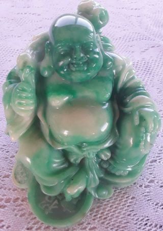 Happy Jolly Green Resin Buddha 3 " Statue Figurine
