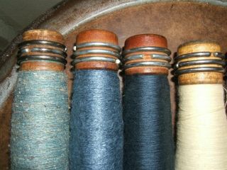 7 Vintage Antique Wooden Yarn Thread Cotton Wool Spool Spindle Bobbin Wood Loom 2