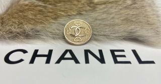 Authentic Chanel Stamped Button Round Gold Heart 21mm