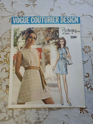 Vintage Vogue Pertegaz Couturier Design Dress Pattern 2344 Size 12