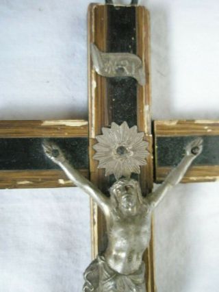 2 Vintage Wood And Metal Crucifixes Germany