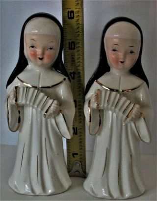 Vtg Porcelain Nun Figurine In White Habit With Black Veil Catholic Your Choice