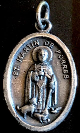 Vintage Catholic St Martin De Porres Silver Tone Medal