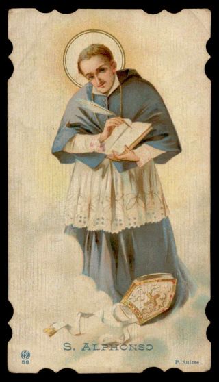 St Alphonsus Maria Liguori Old W/ Gold Holy Card