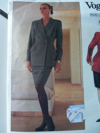 Vtg VOGUE Christian Dior Pairis Couture SUIT Jacket Skirt Pattern 16 3