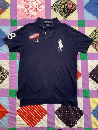 2008 Beijing Usa Olympic Polo Ralph Lauren Fully Embroidered Polo.  Size M