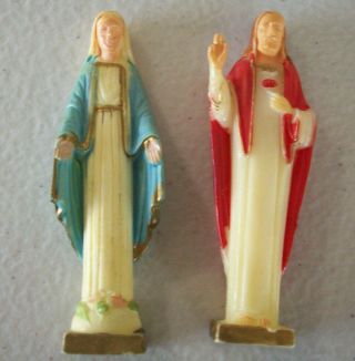 Vintage Miniature Mary & Jesus Plastic Figures 2.  5 " Tall