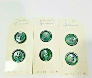 Vintage Abalone Shell Buttons Green Set Of 6 Ocean Swirl By Schwanda H2