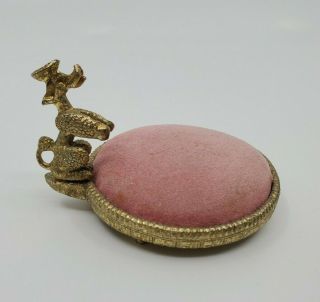 Vintage Metal Poodle Pin Cushion And Tape Measure Holder