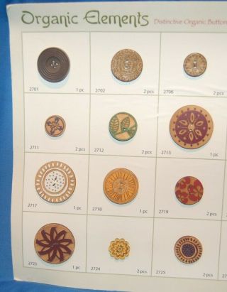 Salesman ' s Sample Card of 22 Buttons,  Organic Elements Blumenthal / Lansing Co. 2