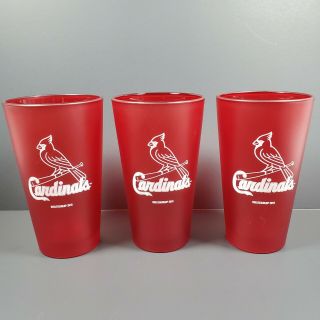 St.  Louis Cardinals 16 Oz.  Red Color Frosted Pint Glasses 3 Boelter Mlb 2010