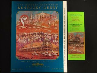 1992 Kentucky Derby Ticket Stub Churchill Downs And Program Great Cond.