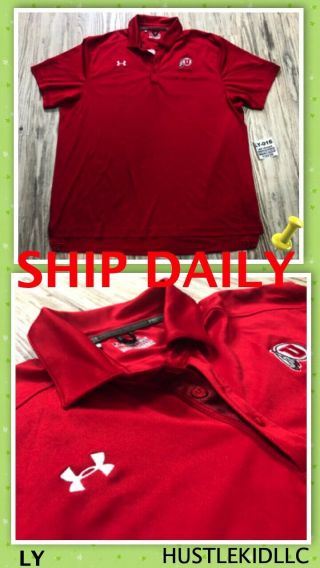 Under Armour Ua Utah Utes Men Ncaa Red Heatgear Loose Polo Shirt 2xl Xxl❄️ly