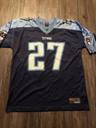 Vintage Eddie George 27 Tennessee Titans Nfl Nike Jersey Men’s Size L Blue