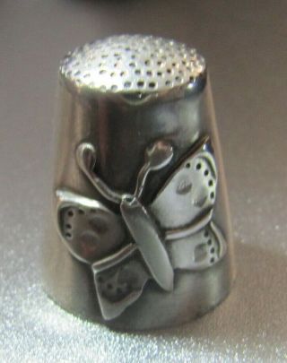 Butterfly Sterling Silver Thimble - English Hallmark (50)