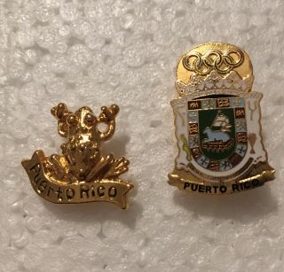 Undated Olympic Puerto Rico Noc Pin Badge With Frog Pin Badge