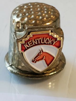 Rare Vintage Kentucky With Horse Head Porcelain Thimble Japan Box6
