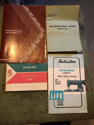 4 Vintage Singer 328 6105 Sewing Machine Books Modernage Lj - K - Kk Instructions