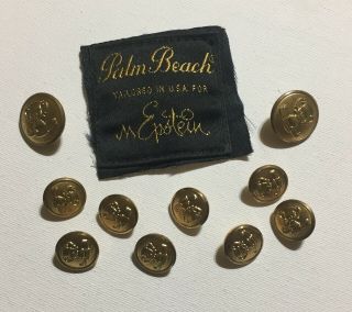 M.  Epstein 10 Gold Tone Vintage Metal Replacement Buttons For Mens Blazer Jacket