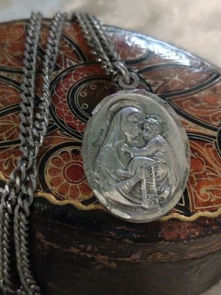 Sterling Silver Designer Signed Mother Mary & Child Reverse Jesus Medallion