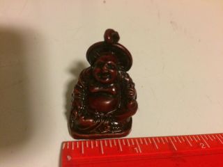 Miniature Red Resin Smiling Buddha Figurine - 1.  5 " Buddhist Statute Can Be Worn