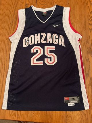 Authentic Gonzaga Bulldogs Nike Basketball Jersey 25 Adult Medium Ncaa Stitched