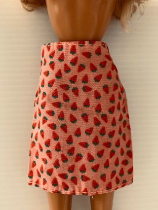 Vintage Mattel Barbie Doll Sized Clothing Skirt Pink W Strawberries