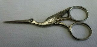 Antique German Dixon Cutlery Stork Embroidery Scissors Gold Wash