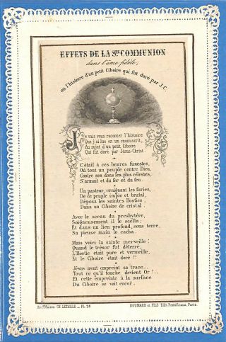 Antique Holy Card - Effets De La Sainte Communion - Boumard Et Fils Paris (462 - 15)