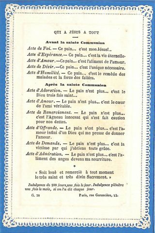 ANTIQUE HOLY CARD - Effets de la Sainte Communion - Boumard et Fils Paris (462 - 15) 2