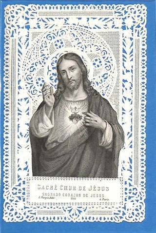 Antique Holy Card - Sacre Coeur De Jesus - L.  Turgis Paris (455 - 15)