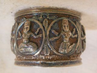 Vintage Silver Napkin Ring,  Decorated With India Hindu Gods