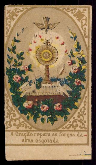 Prayer Restores The Forces Of The Exhausted Soul Antiq W/ Gold Small Holy Card