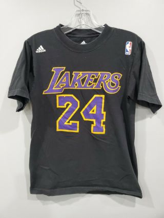 Adidas Kobe Bryant La Los Angeles Lakers 24 Black Mamba T - Shirt Mens Small S