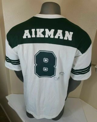 Vintage Troy Aikman Wingstop Jersey T Shirt Green White Xl Made In Usa
