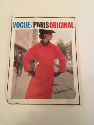 Vintage Vogue Paris Pattern 1449 Christian Dior Cut Size 12