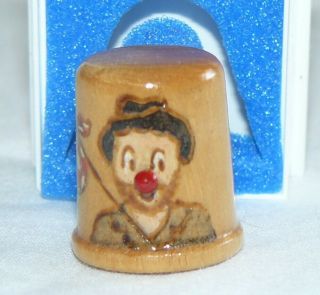 Vintage Collectible C Kramer Handcrafted Wood Thimble Hobo Clown With Red Nose