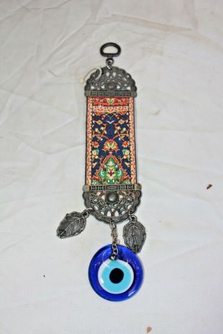 Turkish Blue Evil Eye Wall Hanging Withn Ribbon Andm Hanger