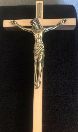 Vintage Crucifix - Brass And Wood - Made In West Germany 16”
