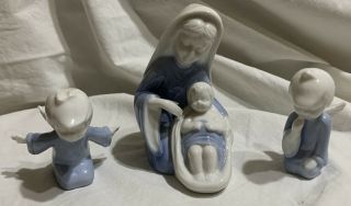 Vintage Porcelain Mother Mary Baby Jesus Angels Figurines Japan