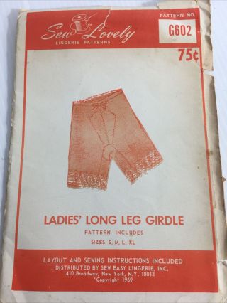 1969 SEW LOVELY G602 Vintage Sewing Patterns Women Long Leg Girdle Size S M L XL 2