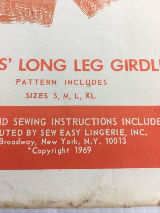 1969 SEW LOVELY G602 Vintage Sewing Patterns Women Long Leg Girdle Size S M L XL 3