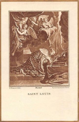 Old French Rare Holy Cards From 1920 " H5690 " Saint Louis