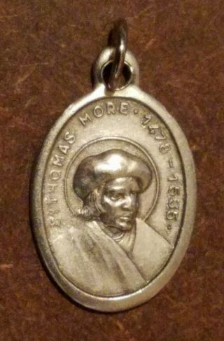 Vintage St Thomas More,  1478 - 1535,  Catholic Medal,  Charm,  Pendant,  Made In Italy