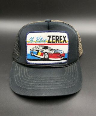 Vintage Alan Kulwicki 7 Zerex Racing Team Patch Mesh Trucker Hat Nascar Cap