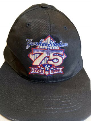 VINTAGE YORK YANKEES STADIUM 75th ANNIVersary SNAPBACK Black Hat CAP 23 1998 2